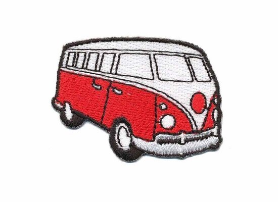 Opstrijkbare applicatie 'VW bus' rood klein (5 stuks)