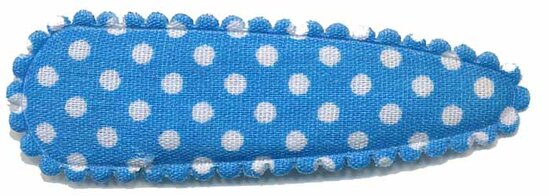 Haarknip met haarkniphoesje blauw met witte stip / polkadot 5 cm (10 stuks)