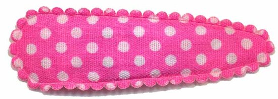 Haarknip met haarkniphoesje knal roze met witte stip / polkadot 5 cm (10 stuks)