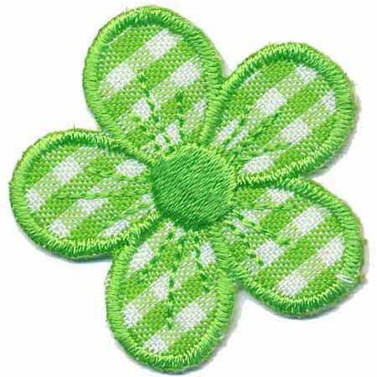 Applicatie geruite bloem licht groen 40 mm (10 stuks)