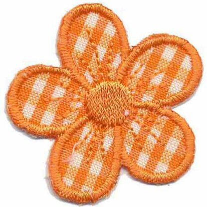 Applicatie geruite bloem oranje 40 mm (10 stuks)