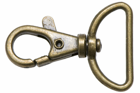 Musketonhaak / sleutelhanger bronskleurig 25 mm (10 stuks)