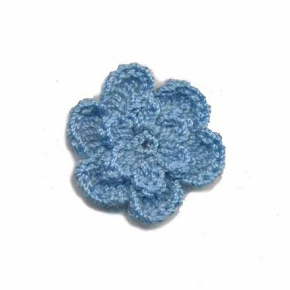 Gehaakt roosje blauw 25 mm (10 stuks)