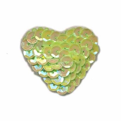 Applicatie pailletten hart groen middel 30 x 30 mm (10 stuks)