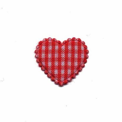 Applicatie geruit hart rood klein 25 x 20 mm (ca. 25 stuks)
