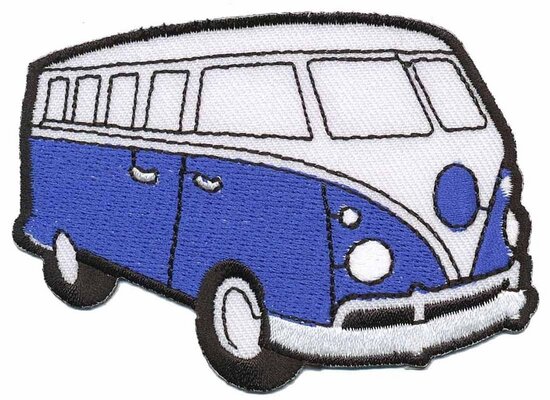 Opstrijkbare applicatie 'VW bus' blauw (5 stuks)