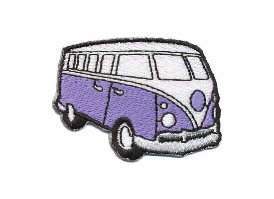 Opstrijkbare applicatie 'VW bus' lila klein (5 stuks)