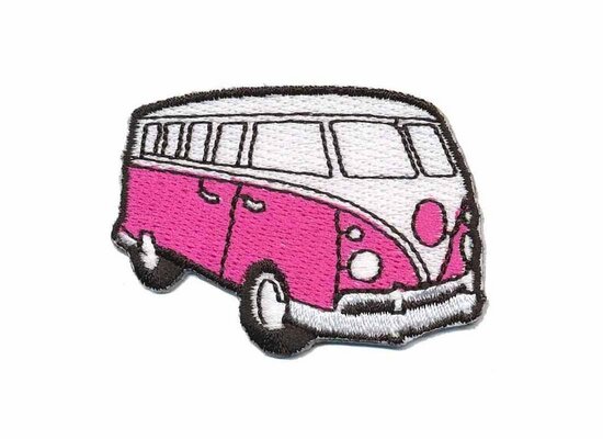 Opstrijkbare applicatie 'VW bus' fuchsia klein (5 stuks)