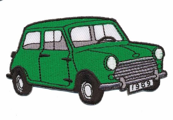 Opstrijkbare applicatie auto 'Mini' groen (5 stuks)