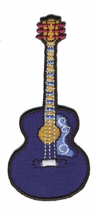 Opstrijkbare applicatie gitaar donker blauw (5 stuks)