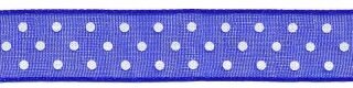 Kobalt blauw met witte stippen organza lint 13 mm (ca. 45 m)