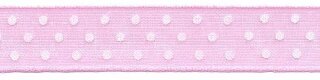 Roze met witte stippen organza lint 13 mm (ca. 45 m)