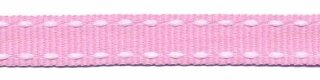 Licht roze-wit stippel grosgrain/ribsband 10 mm (ca. 25 m)