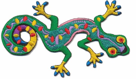 Opstrijkbare applicatie gecko multi color (5 stuks)