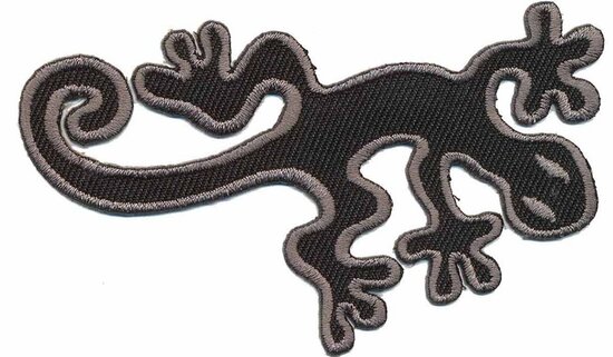 Opstrijkbare applicatie gecko zwart grijs (5 stuks)
