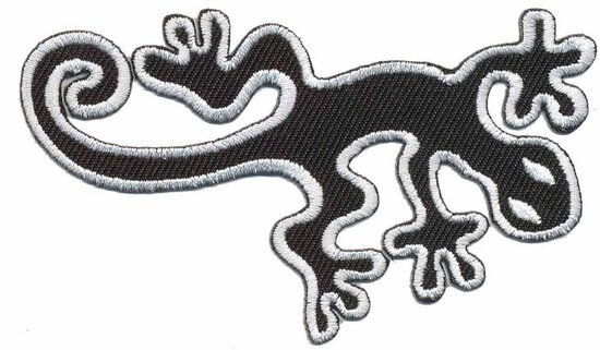 Opstrijkbare applicatie gecko zwart wit (5 stuks)