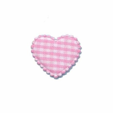 Applicatie ruitjes hart roze klein 25 x 20 mm (ca. 25 stuks)