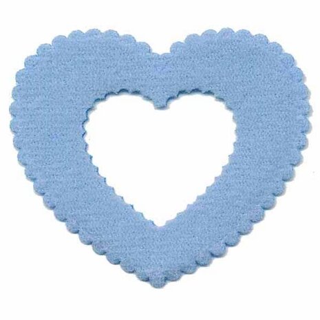 Applicatie glim open hart blauw groot 45 x40 mm (ca. 25 stuks)