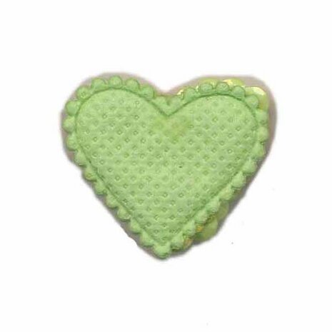 Applicatie pailletten hart groen middel 30 x 30 mm (10 stuks)