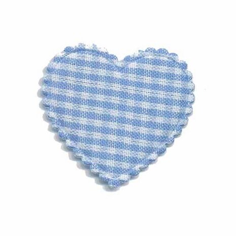 Applicatie ruitjes hart licht blauw middel 35 x 30 mm (ca. 25 stuks)