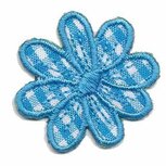 Applicatie geruite bloem aqua 35 mm (10 stuks) Applicatie geruite bloem aqua 35 mm (10 stuks)