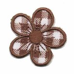 Applicatie geruite bloem bruin 30 mm (10 stuks) Applicatie geruite bloem bruin 30 mm (10 stuks)