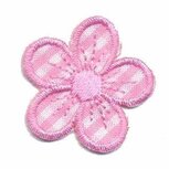 Applicatie geruite bloem roze 30 mm (10 stuks) Applicatie geruite bloem roze 30 mm (10 stuks)