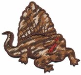 Opstrijkbare applicatie dinosaurus met schild bruin (5 stuks) Opstrijkbare applicatie dinosaurus met schild bruin (5 stuks)