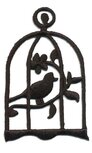 Opstrijkbare applicatie vogel in kooi zwart (5 stuks) Opstrijkbare applicatie vogel in kooi zwart (5 stuks)