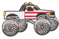 Opstrijkbare applicatie Monster truck wit (5 stuks) Opstrijkbare applicatie Monster truck wit (5 stuks)