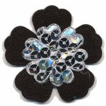 Applicatie glim/pailletten bloem zwart/zilver 45 mm (10 stuks) Applicatie glim/pailletten bloem zwart/zilver 45 mm (10 stuks)
