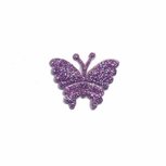 Applicatie glitter vlinder paars klein 20 x 20 mm (25 stuks) Applicatie glitter vlinder paars klein 20 x 20 mm (25 stuks)