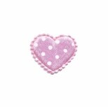 Applicatie hart roze met witte stippen klein 20 x 20 mm (ca. 25 stuks) Applicatie hart roze met witte stippen klein 20 x 20 mm (ca. 25 stuks)