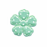 Applicatie bloem groen met witte stippen satijn middel 30 mm (ca. 25 stuks) Applicatie bloem groen met witte stippen satijn middel 30 mm (ca. 25 stuks)