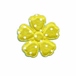 Applicatie bloem geel met witte stippen satijn middel (ca. 25 stuks) Applicatie bloem geel met witte stippen satijn middel (ca. 25 stuks)