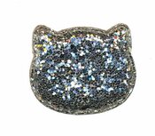 Applicatie glitter poes zilver groot 50 x 40 mm (10 stuks) Applicatie glitter poes zilver groot 50 x 40 mm (10 stuks)