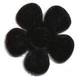 Applicatie bloem zwart fluweel groot 45 mm (25 stuks) Applicatie bloem zwart fluweel groot 45 mm (25 stuks)