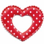 Applicatie open hart rood met witte stippen groot 50 x 40 mm (ca. 25 stuks) Applicatie open hart rood met witte stippen groot 50 x 40 mm (ca. 25 stuks)