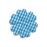 Applicatie geruite bloem aqua-wit middel 30 mm (ca. 25 stuks) Applicatie geruite bloem aqua-wit middel 30 mm (ca. 25 stuks)