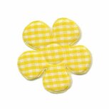 Applicatie geruite bloem geel-wit middel 35 mm (ca. 25 stuks) Applicatie geruite bloem geel-wit middel 35 mm (ca. 25 stuks)