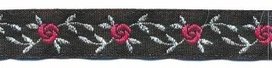 Zwart-zilver-fuchsia bloemband 12 mm (ca. 22 m) Zwart-zilver-fuchsia bloemband 12 mm (ca. 22 m)
