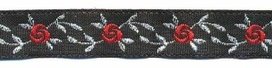 Zwart-zilver-rood bloemband 12 mm (ca. 22 m) Zwart-zilver-rood bloemband 12 mm (ca. 22 m)