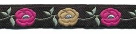 Zwart-zilver-fuchsia-zand bloemband 12 mm (ca. 22 m) Zwart-zilver-fuchsia-zand bloemband 12 mm (ca. 22 m)