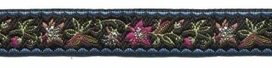 Zwart-blauw-fuchsia-zilver bloemband 12 mm (ca. 22 m) Zwart-blauw-fuchsia-zilver bloemband 12 mm (ca. 22 m)