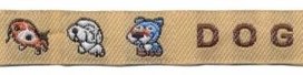Zand Dog sierband met hondjes 12 mm (ca. 22 m) Zand Dog sierband met hondjes 12 mm (ca. 22 m)