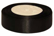 Zwart enkelzijdig satijnband 25 mm (ca. 22 m) Zwart enkelzijdig satijnband 25 mm (ca. 22 m)