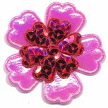 Applicatie glim/pailletten bloem roze/rood Applicatie glim/pailletten bloem roze/rood