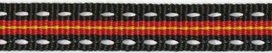 Zwart-rood-geel-wit stippel/streep grosgrain/ribsband 10 mm (ca. 25 m) Zwart-rood-geel-wit stippel/streep grosgrain/ribsband 10 mm (ca. 25 m)