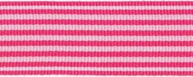 Fuchsia-wit streepband 27 mm (ca. 45 m) Fuchsia-wit streepband 27 mm (ca. 45 m)