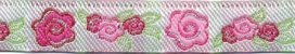 Roze-licht roze-groen-zilver roosjes/bloemband 12 mm (ca. 22 m) Roze-licht roze-groen-zilver roosjes/bloemband 12 mm (ca. 22 m)